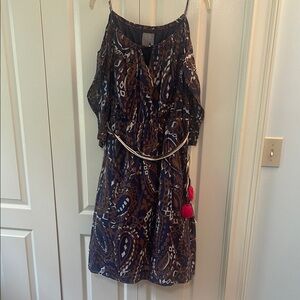 Bohemian Print Dress with Belt